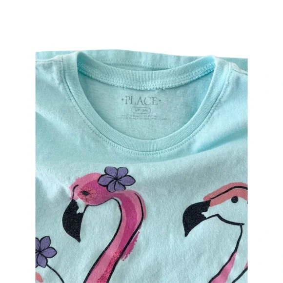 The Children's Place Flamingo Graphic Tee - Light Blue & Pink | Girls S/P (5/6) - Picture 3 of 3